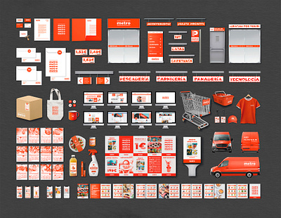 Metro | Supermarket Rebranding advertising brand branding branding and identity dynamism editorial graphic design grocery store identity merchandising modern orange packaging rebrand rebranding redesign stationery supermarket supermarket branding wayfinding