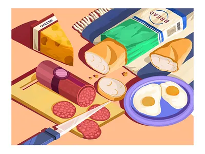 Breakfast art artwork bread categories chess eat food food illustration illustration illustration art morning coffee mornings pepperoni peppers tapas weekend