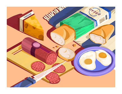 Breakfast art artwork bread categories chess eat food food illustration illustration illustration art morning coffee mornings pepperoni peppers tapas weekend