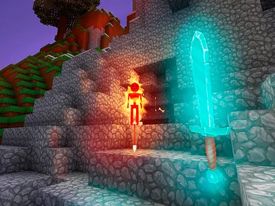 Skeleton on Fire, Diamond Sword in Realmcraft Free Minecraft build craft design free minecraft game art game design games landscape minecraft building mobs nature pixel art realmcraft