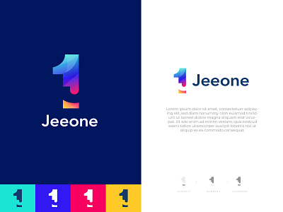 Negetive Space Logo - J Letter + Number Logo - Jeeone ahmed rumon app branding colorful creative design entertainment gradient icon j letter logo letter logo logo logo designer logotype modern logo number rumzzline shows vector website