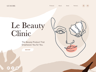 Gusche - Beauty Product Website app branding clean design iconography illustration minimal minimalistic web website