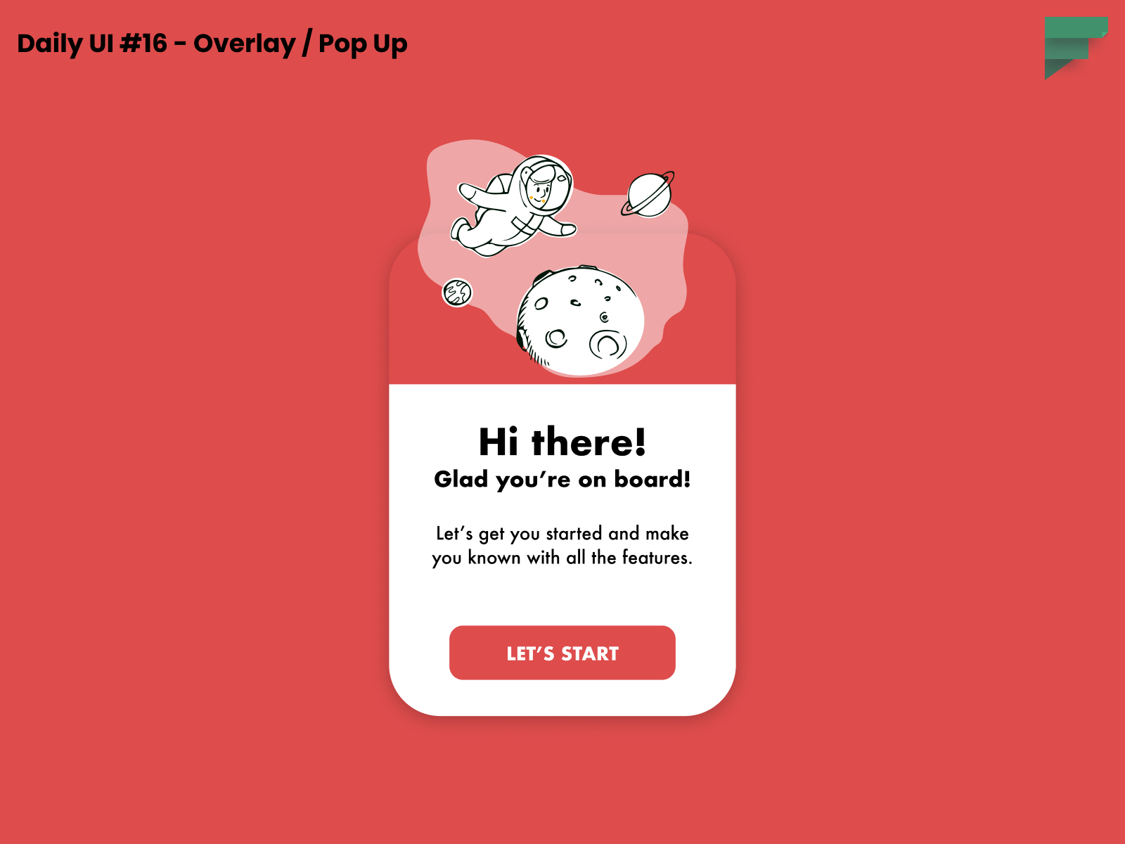 Example of Daily UI #16 - Overlay / PopUp