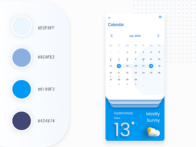 Calendar UI- with color palette appui blueui calemdaruikit calendar calendarapp calendarui figmadesign uidesigns uikit uxdesigns weatherui