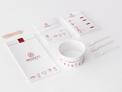 Benacci Café & Gelato branding coffee coffee shop design gelateria gelato ice cream logo logotype red stationery visual identity