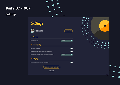 Daily UI - 007 / Settings daily ui dailyui007 dayliui setting ui design ui007