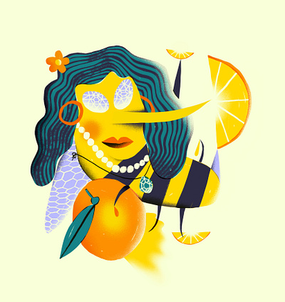 Tangerine Honey Queen #1 alcohol bee bees beverage character cider colorful hard cider illustration illustrator packaging packaging design packaging illustration packagingdesign product product illustration product packaging save the bees visual design