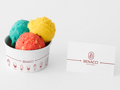 Benacci Café & Gelato branding business card cup design gelateria gelato ice cream logo logotype visual identity