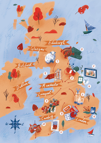 Isle of Creators autumn digital editorial folioart illustration landscape map