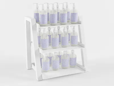 3D Shelf with Hand Sanitizer Bottle 3d 3d art 3d bottle 3d design 3d model 3d product design 3ds max branding creative dribbble latest photoshop shelf shelf with bottle
