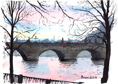 The Charles Bridge aquarelle art illustration nature sketch urban art watercolor watercolour