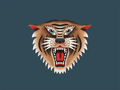 Tiger hand drawn illustration logo tiger