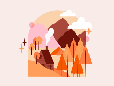 Autumn autumn fall colors illustration landscape moutains nature orange procreate shape