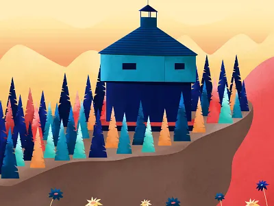 Inktober 08 - Outpost building drawtober hill house illustration inkscape inktober inktober2020 landscape mountain outpost scenery texture tower watch tower