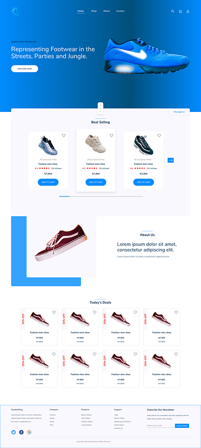 Footwear Home Page creative dailyui design homepage uiux webdesign