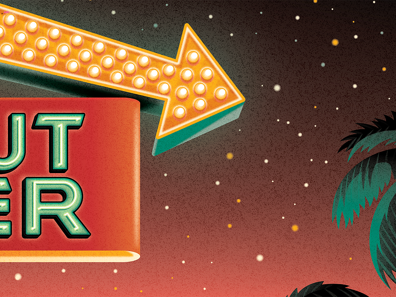 Mystery Project 101 burger california dan kuhlken dkng dkng studios illustration in n out nathan goldman neon palm tree sign texture vector
