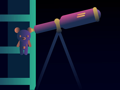 Teddy and the Telescope 2d 2d animation behance design digital illustration dribbble flat giikly illustration motion animation motion design motion graphics teddy bear telescope vector