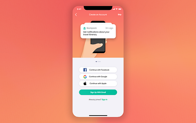 Create An Account iOS Screen create account figma illustration ios iphone iphone app iphone x messaging mobile mobile app mobile app design notification phone push notification welcome