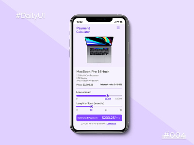 Daily UI #004- Calculator design calculator ui dailyui design flat loan calculator payment ui ui design