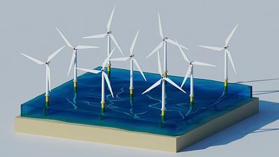 Offshore Wind Farm 3d 3d art blender blender3d design diorama sand sea wind wind turbine windmill