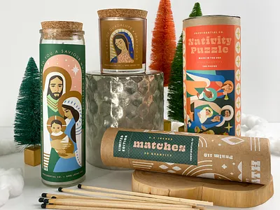 Christmas Collection 2020 candle catholic christian illustration matches packaging puzzle screen print