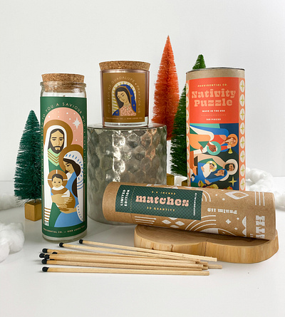 Christmas Collection 2020 candle catholic christian illustration matches packaging puzzle screen print