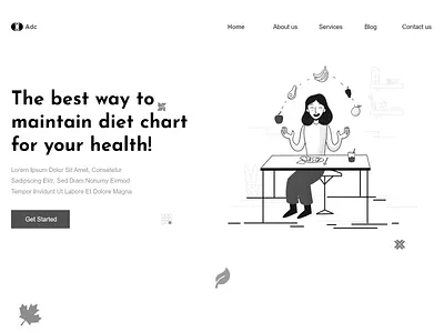 Diet landing page calories design diet excercise food health illustration landing page design minimal ui uiuxdesign web web design website weight