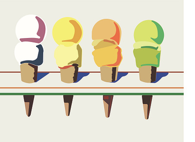 Wayne thiebeaud icecream Simplified design flat illustration minimal