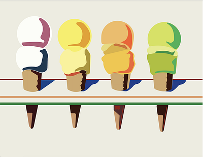 Wayne Theibaud Ice Cream Simplified design flat illustration minimal