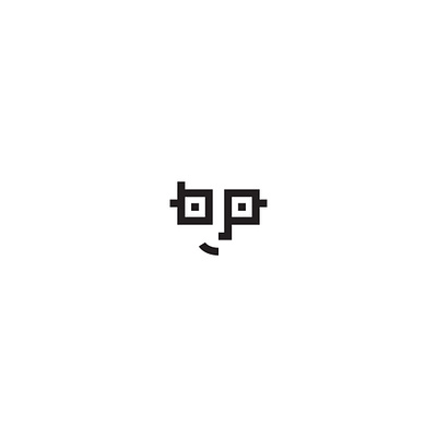 b + p geek face bp monogram clean face geek logo glasses minimal simple smile smiley face typography