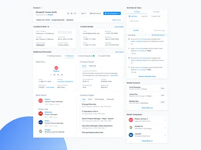 Contact Overview — Final analytics company details contact contact details contacts crm dashboard details hubspot insight research saas salesforce sequence sequencer strategy ui user settings work history zoominfo
