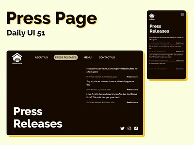 Press Page adobexd daily ui 51 dailyui press page ui