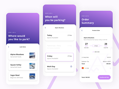 Ski Field Parking App app app design design mobile app mobile app design mobile ui parking parking app sketch skiing snowboarding ui ux