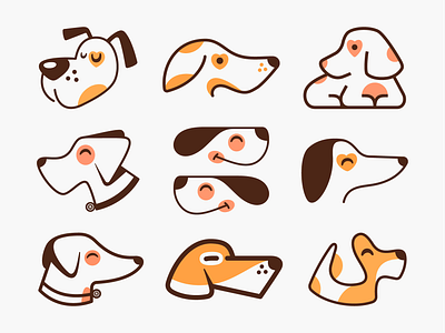 Dogs & Puppies! animal brand brand identity branding dog dogs icon illustration logo logo design logodesign logos mark minimal monoline pet playful puppies puppy symbol