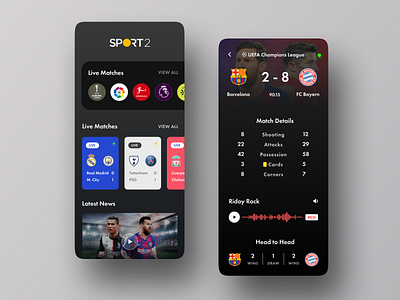 Sports Live Score App Dark app app design betting app betting app design football invest league live bet live score live tv prediction ridoy rock score sport sports beeting app user experience user interface