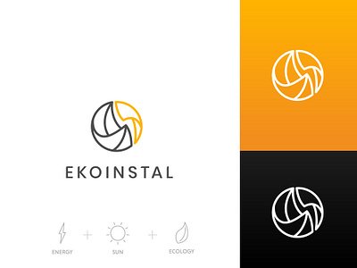 Ekoinstal logo - photovoltaics company ai brand design brand development brand identity branding design flat icon logo logo design logo design branding logo mark logodesign logotype minimal minimalist logo sign ui ux vector