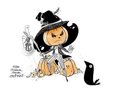 Inktober 2020 helloween illustration inktober2020 jack minimal outpost persononage pumpkin pumpkin spice raven soul vector