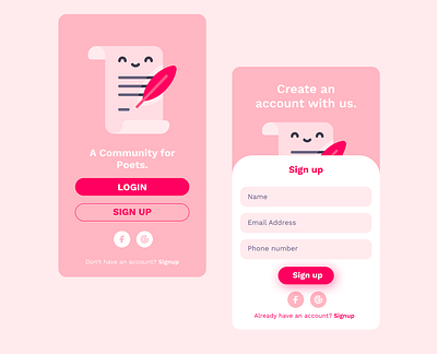 Simple Login and Sign up ui design app poetry product design ui ux ui