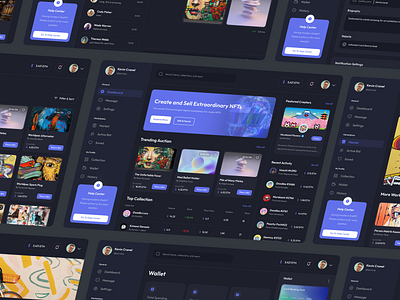 Enefthi - NFT Marketplace Dashboard app blockchain component crypto darkmode dashboard design lightmode minimalist mobileapp modern nft project system ui ux