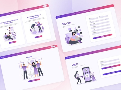 Log In and Sign Up Screens for Photography Platform. app design graphics illustration product design ui ui design uiux user experience user interface ux web website website concept website design