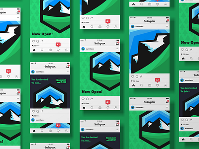 Summit Instagram post Mockup blue branding design flat geometric green instagram landscape logo minimal mockup mountain outdoors sky template