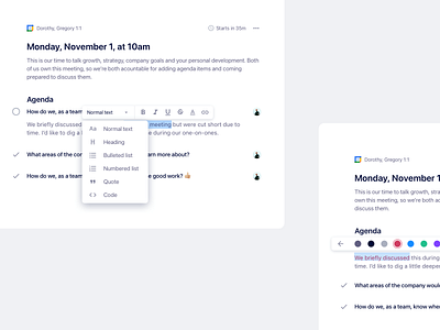 WYSIWYG Text Editor agenda color picker markdown meeting notes rich text text editor ui web app wysiwyg