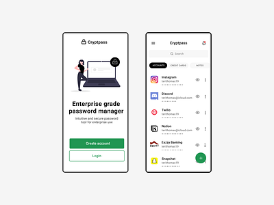 Cryptpass Password Manager mobile mobile app mobile ui password manager