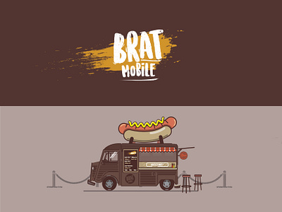 The Brat-Mobile branding bratwurst concept food food truck graphic design identity illustration illustrator logo market street food vector visual identity