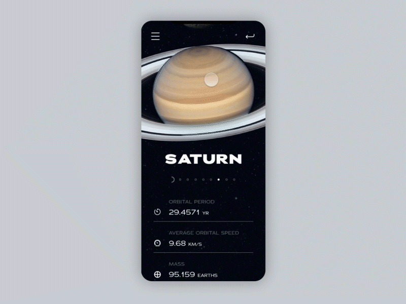 Solar system App Design colours graphic design grid interaction animation interaction design interface mobile app mobile ui mobileapp mobileappdesign typo typograpy ui ux ux ui ux design