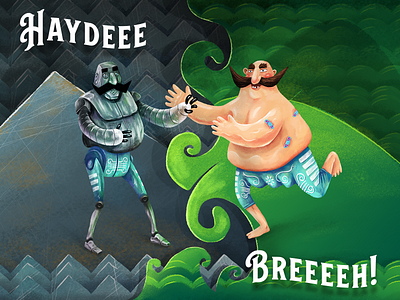 Hayde Bre! character design fighter illustration oil wrestling pehlivan robot wrestling yağlı güreş