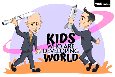 Kids who are developing world artwork autodesk sketchbook caricature digitalart elon musk illustration illustration art spacex starship vector