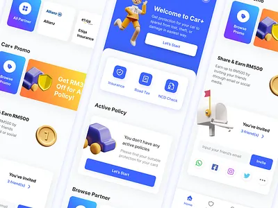 Car+ Insurace App - Homepage design exploration illustration ios landing page mobile app ui user experience user interface ux