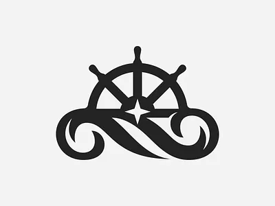 NAGA Logo Design - Ship Wheel, Wave, Waves, Ocean, Star brand clever icon icons identity logo logodesign logodesigner loog lgoo lgo mark ocean sea ship smart star sun symbol wave waves wheel