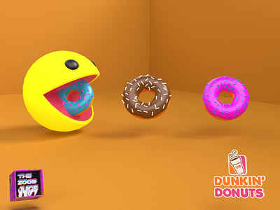 PACMAN - The Dunkin’ Donuts Fanatic 3d behance blender 3d branding branding concept branding design cinema4d cyclesrender design dribbble dribbble best shot dunkin donuts free lightroom pacman pacman loves dunkin donuts photoshop poster